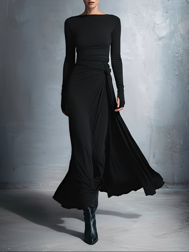 Gabriella – Dlouhé šaty s postranním uzlem