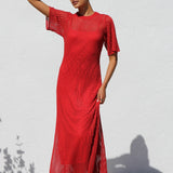 ESSENTIAL - Airlie Crochet Maxi Dress - Natural